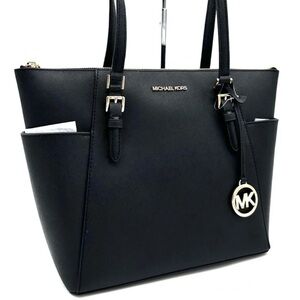 Michael Kors Large Charlotte Tote Bag Leather Black